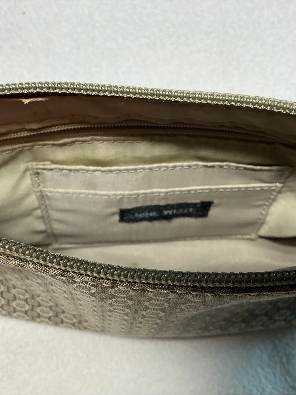 Nine West Vintage Y2K Mini Shoulder Bag Green Croc Embossed Trim Geometric Tan - Picture 6 of 10